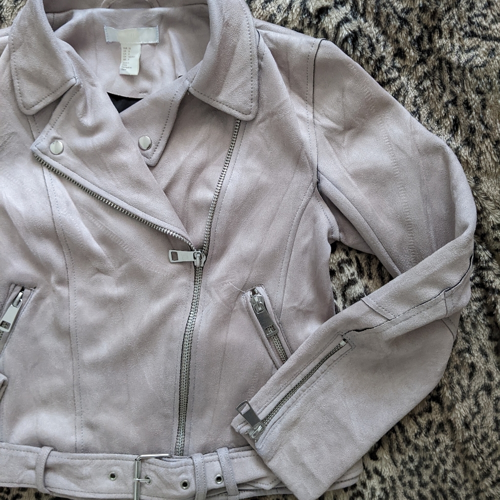 Pink suede moto jacket - Picture 3 of 7